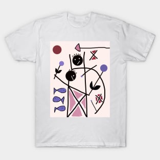 Kids and 3 Fish Stick Figure T-Shirt